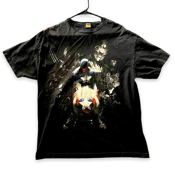 Marvel Other - Marvel Mad Engine Shirt Mens Large Black Short Sleeve Captain America Graphic